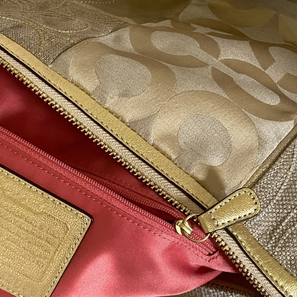 Coach Gold Patchwork Shoulder Bag - Picture 9 of 12